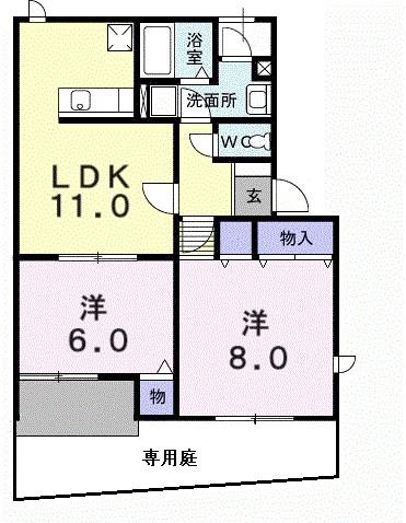パルテノン吉藤C(2LDK/1階)の間取り写真