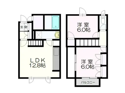 コートしなのB(2LDK/1階)の間取り写真