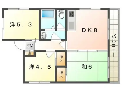 CDEビル金下町(3DK/1階)の間取り写真