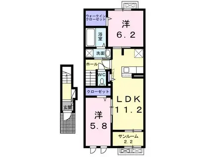 TアルバII(2LDK/2階)の間取り写真