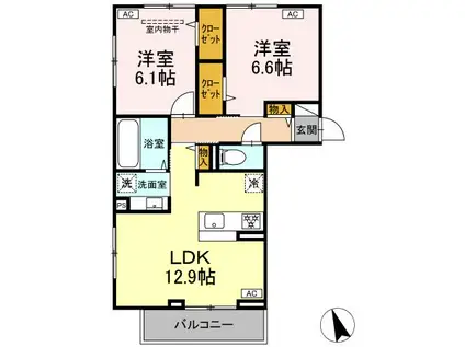 プレドフルールV(2LDK/3階)の間取り写真