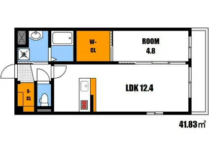メルヴェーユ川内(1LDK/2階)の間取り写真