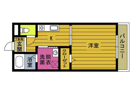 ヴァルト杵築I(1K/1階)の間取り写真