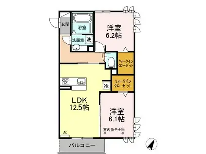シエルコートV(2LDK/1階)の間取り写真