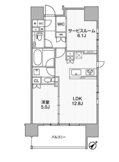 ディームス渋谷本町(1SLDK/5階)の間取り写真