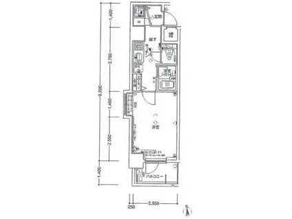 パークウェル高輪(1K/6階)の間取り写真