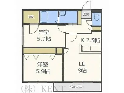 ファーストクラス 南円山FIRST CLASS南円山(2LDK/1階)の間取り写真