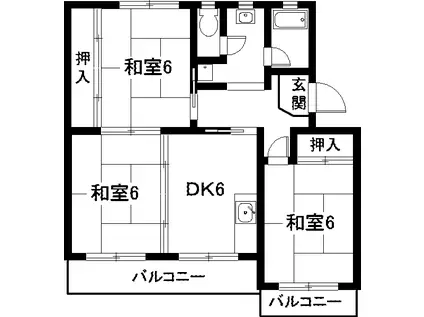 メゾン加藤(3DK/1階)の間取り写真