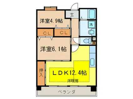 OPH南千里津雲台2号棟(2LDK/1階)の間取り写真
