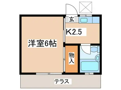 第2湘南ハイツ(1K/1階)の間取り写真