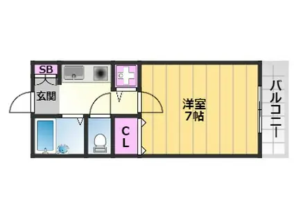 ひまわりコーポ(1K/5階)の間取り写真