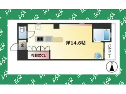 ジラールペルゴ(ワンルーム/9階)の間取り写真