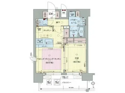プレサンス難波元町(1LDK/13階)の間取り写真