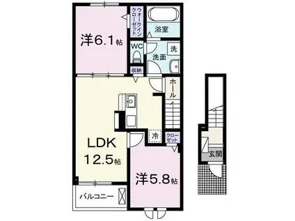 アイディール(2LDK/2階)の間取り写真