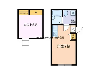 プリマシーサイド(ワンルーム/2階)の間取り写真