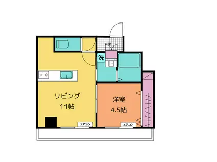 ルシェールイカリ(1LDK/4階)の間取り写真