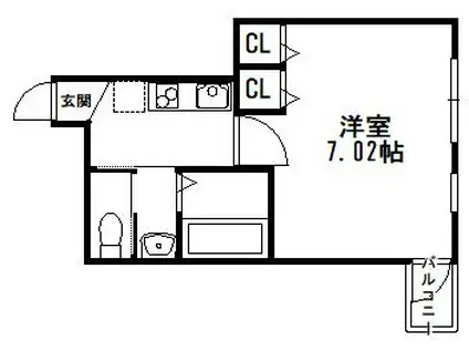 ガーネット別当町(1K/3階)の間取り写真