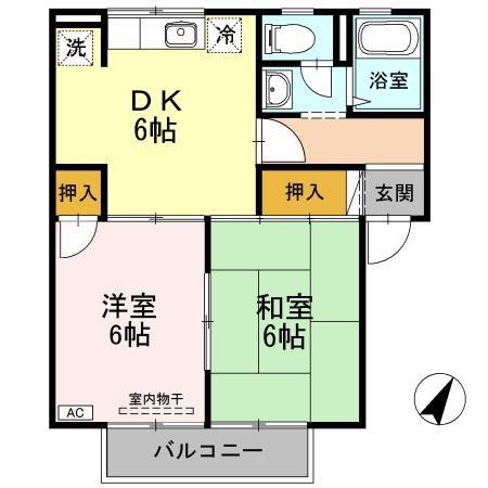 ドリーム神田(2DK/1階)の間取り写真