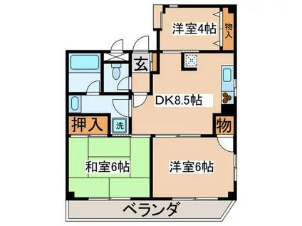 ペアサイドマンション(3DK/3階)の間取り写真