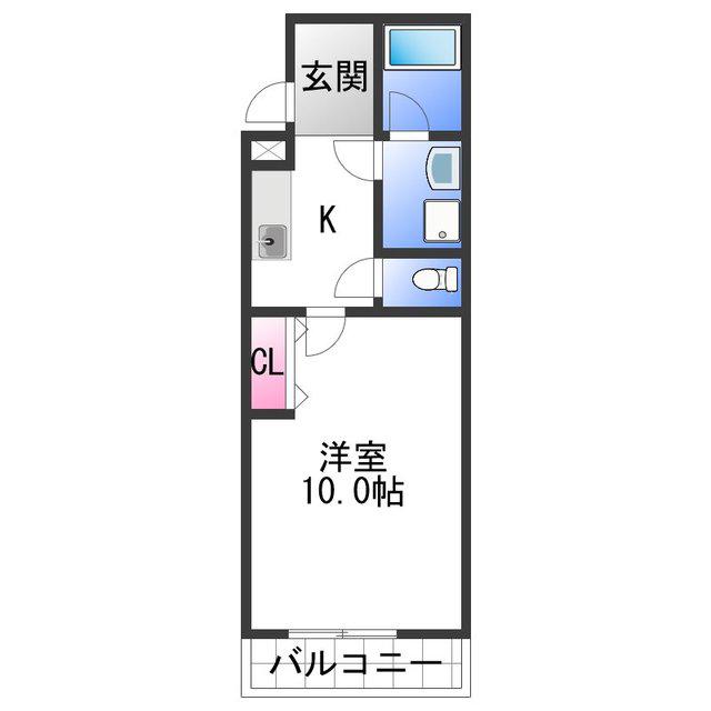 フジパレスジーナ(1K/2階)の間取り写真