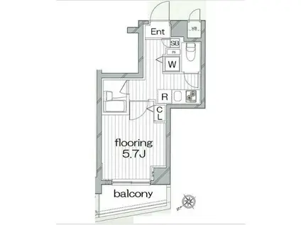 グランヴァンタクティス横濱(1K/3階)の間取り写真