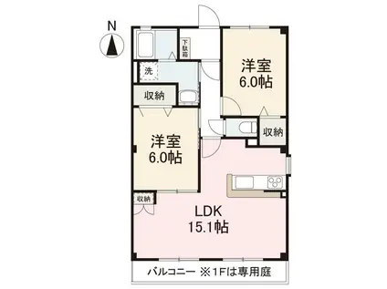フォブール翼(2LDK/1階)の間取り写真
