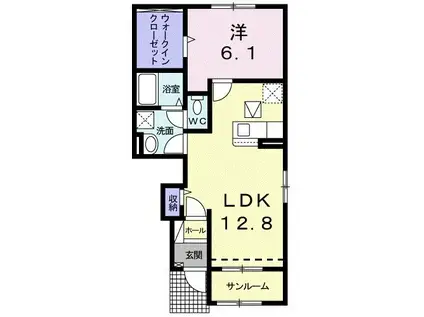 ミュートス A(1LDK/1階)の間取り写真