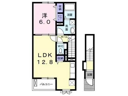 城泉タケノ B(1LDK/2階)の間取り写真