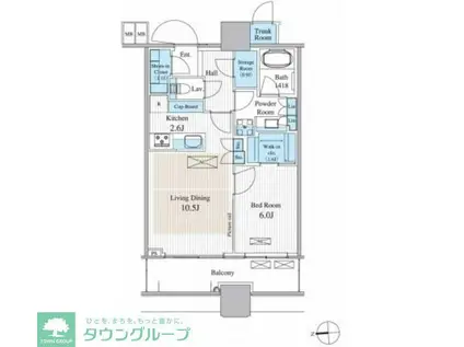 パークシティ大崎 ザ タワー(1LDK/6階)の間取り写真