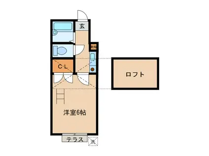 ＪＲ岩徳線 西岩国駅 徒歩10分 2階建 築36年(1K/2階)の間取り写真