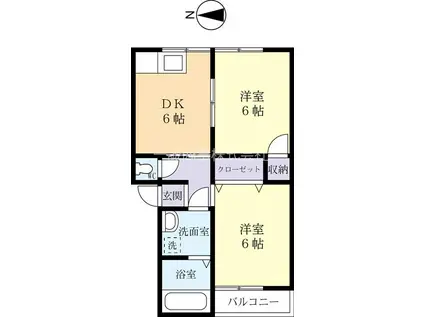 ハイムベルスリーII(2DK/2階)の間取り写真