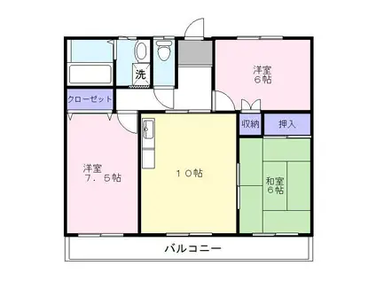 グランデ生野/3F(3LDK/3階)の間取り写真