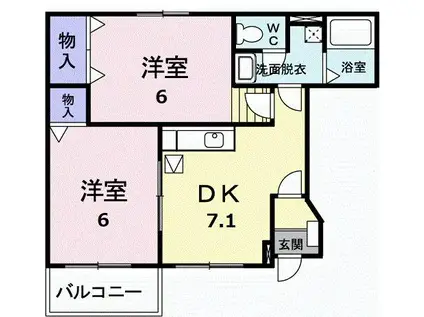 スフィア(2DK/1階)の間取り写真