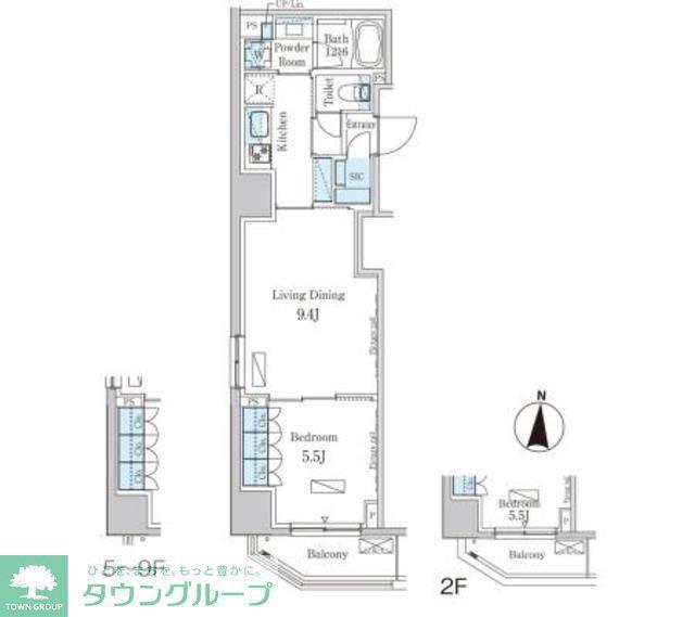 パークアクシス錦糸町ヴェール(1LDK/9階)の間取り写真