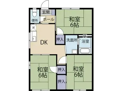 プラムハイツI(3DK/1階)の間取り写真