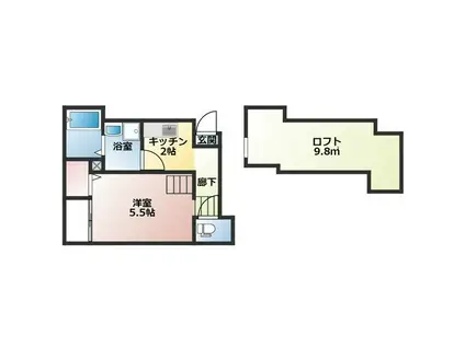 IMPERIAL中村 (1K/2階)の間取り写真