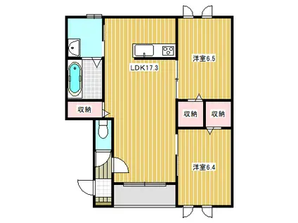 フォンテーヌ弥生II(2LDK/2階)の間取り写真