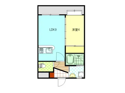 ディアナ小松原(1LDK/4階)の間取り写真