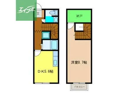 スプリングガーデン(1SDK/1階)の間取り写真