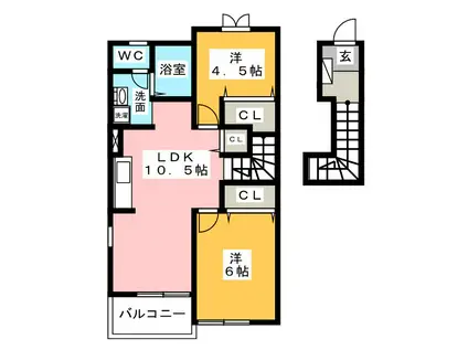 パルテール(2LDK/2階)の間取り写真