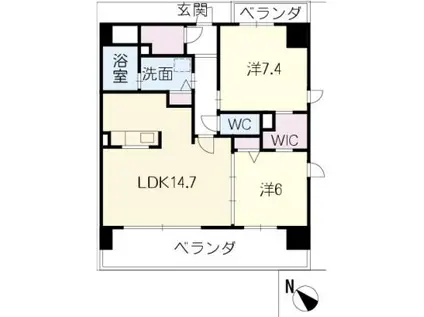 クロスポイント中汐田(2LDK/5階)の間取り写真