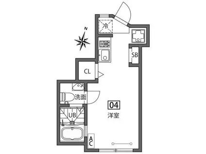 グランエッグス洗足池(ワンルーム/1階)の間取り写真