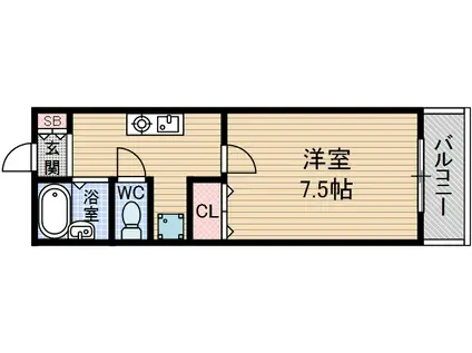 ラフィーネ筒井(1K/2階)の間取り写真