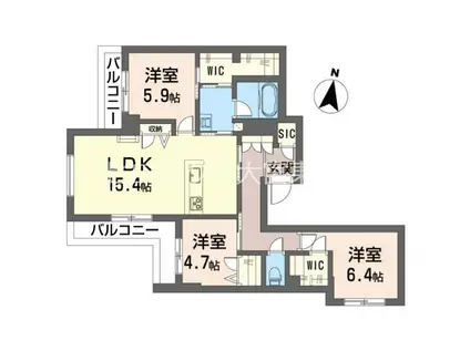 リラフォート 槙(3LDK/3階)の間取り写真