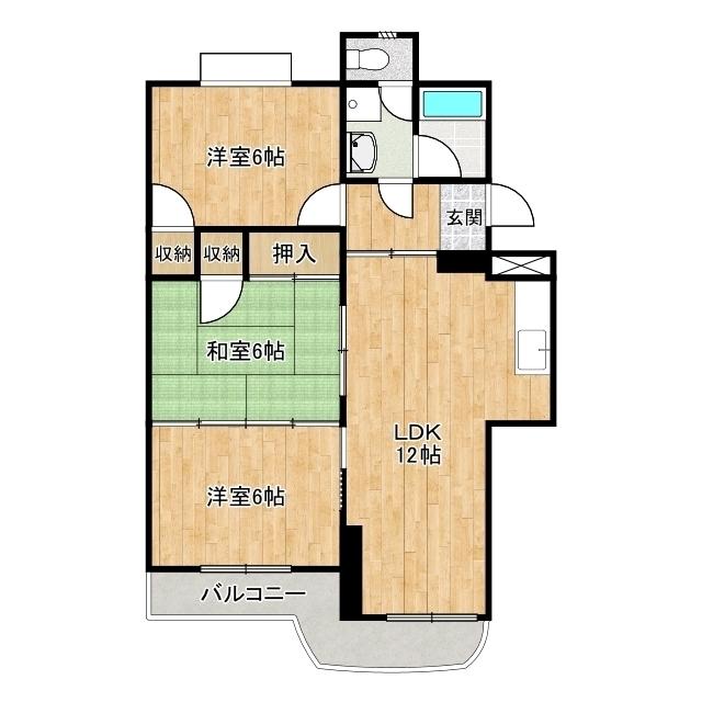 与一第一マンション(3LDK/2階)の間取り写真