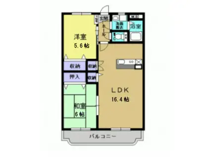 アザレアマンションA(2LDK/1階)の間取り写真