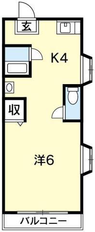 ファミリー5(1K/2階)の間取り写真