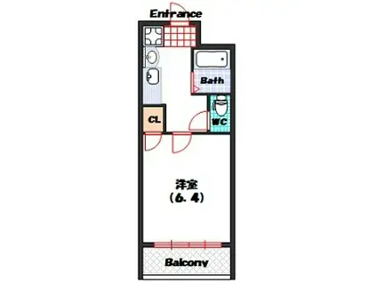 ルミエール西大橋(1K/2階)の間取り写真
