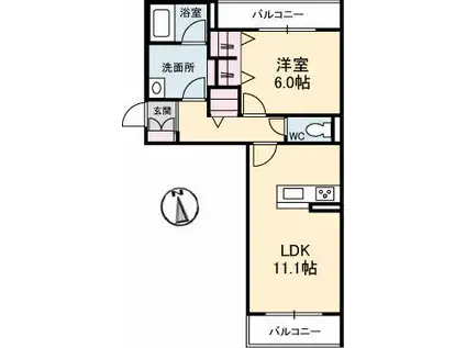 YS GRACE 松縄(1LDK/2階)の間取り写真