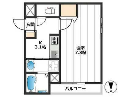 ヴィラ・クローネII(1K/2階)の間取り写真